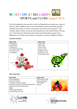 Clubs and Activities Available for S1 Pupils from