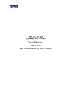 CITY OF ANAHEIM ELECTRIC UTILITY FUND Financial Statements