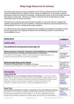 Body Image Resources for Schools
