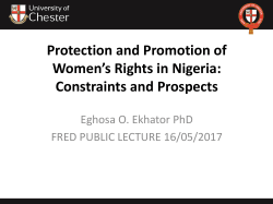 Presentation: Dr Eghosa O. Ekhator