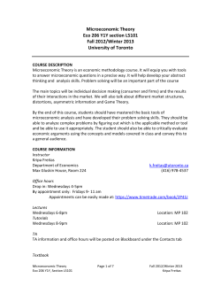 Microeconomic Theory Eco 206 Y1Y section L5101 Fall 2012/Winter