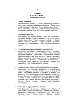 I - Industrial Economics