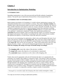 Chapter 3 - Introduction to Optimization Modeling
