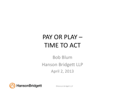 PAY OR PLAY &ndash; TIME TO ACT