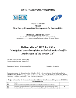 Analytical Overview of the technical and scientific