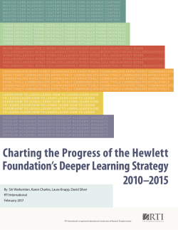 Charting the Progress of the Hewlett Foundation`s Deeper Learning
