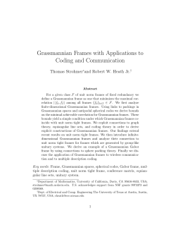 Grassmannian Frames with Applications to Coding and