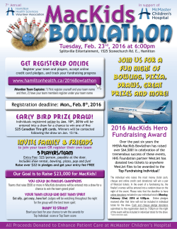 Early Bird Prize Draw! - Hamilton Health Sciences Foundation