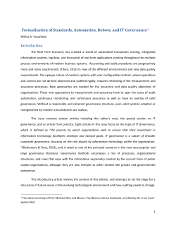 Formalization of Standards, Automation, Robots, and IT Governance 1