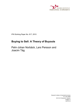 Buying to Sell: A Theory of Buyouts Pehr