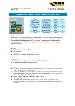 TECHNICAL DATA SHEET NO: MPPJG VERSION: 1 / 18th August
