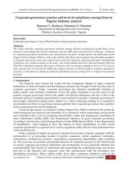 Corporate governance practice and level of compliance among firms