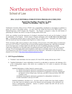 2016 LOAN DEFERRAL/FORGIVENESS PROGRAM GUIDELINES