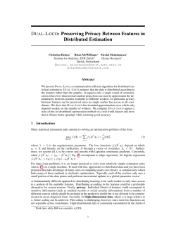 DUAL-LOCO: Preserving Privacy Between Features in Distributed