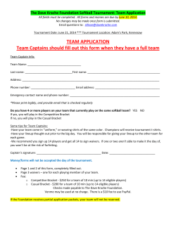 TEAM APPLICATION Team Captains should fill out this form when