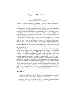 Logic and Implication - 22nd Conference Applications of Logic in