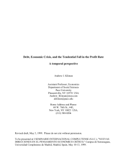 Debt, Economic Crisis, and the Tendential Fall in the Profit Rate: A