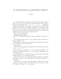 ON THE DIMENSION OF ANISOTROPIC FORMS IN In 1. Let k be a