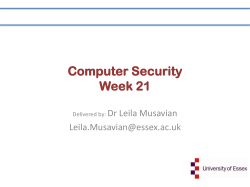 Computer Security Week 21
