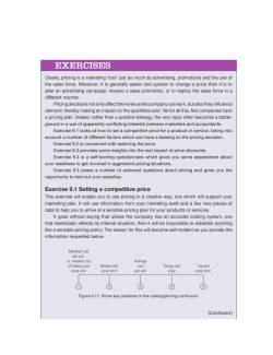 Exercise 9.1 Setting a competitive price