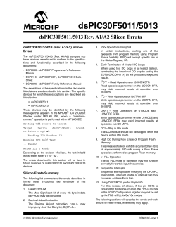 dsPIC30F5011/5013 Rev A1/A2 Silicon Errata