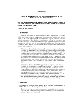 APPENDIX 1 Terms of Reference for the expected assistance of the