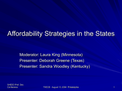 Affordability Strategies in the States