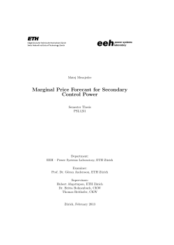 Marginal Price Forecast for Secondary Control Power