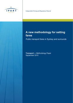 A new methodology for setting fares - IPART