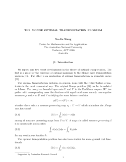 THE MONGE OPTIMAL TRANSPORTATION PROBLEM Xu