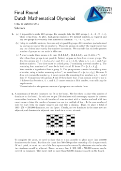 Final Round Dutch Mathematical Olympiad