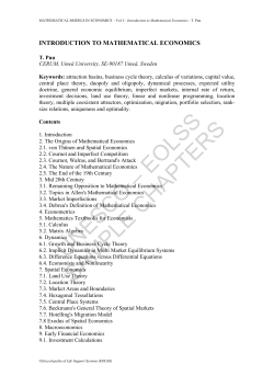 Introduction to Mathematical Economics