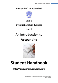 BTEC Nationals &ndash; Unit 5 Workbook St Augustine`s CE High School