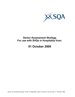 Centre Assessment Strategy For SVQs In Hospitality From