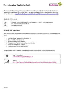 Childminding pre-registration application pack