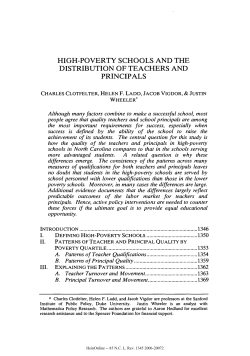High Poverty Schools and the Distribution of Teachers and Principals