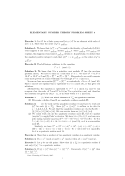 ELEMENTARY NUMBER THEORY PROBLEM SHEET 5