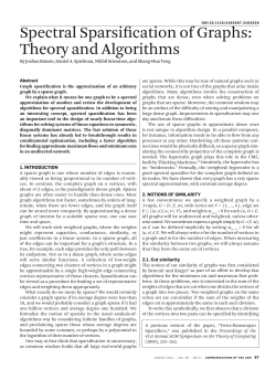 Spectral sparsification of graphs: theory and algorithms