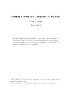 Formal Theory for Comparative Politics
