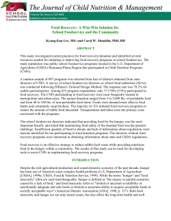 Food Recovery: A Win-Win Solution for School Foodservice and the
