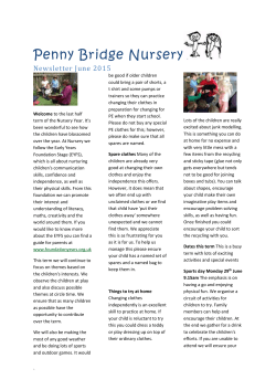 Penny Bridge Nursery Newsletter June 2015 Welcome to the last