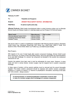 Urgent field safety notice for modular femoral heads
