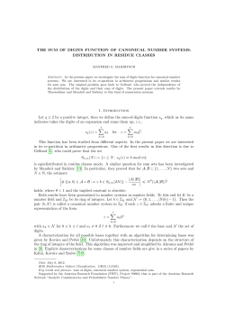 THE SUM OF DIGITS FUNCTION OF CANONICAL NUMBER