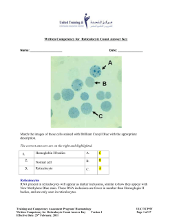 Written Competency for Reticulocyte Count Answer Key