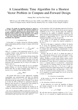 A Linearithmic Time Algorithm for a Shortest Vector Problem in