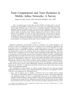 Trust Computations and Trust Dynamics in Mobile Adhoc Networks