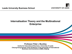 Internalisation Theory and the Multinational Enterprise