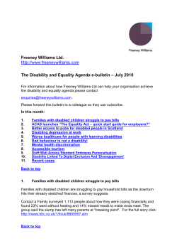 The Disability and Equality Agenda e-bulletin