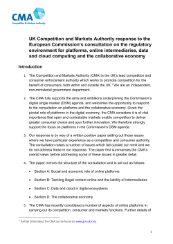 UK Competition and Markets Authority response to the European