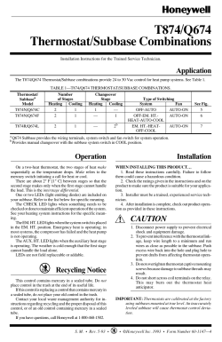 60-1147 - T874/Q674 Thermostat/Subbase Combinations